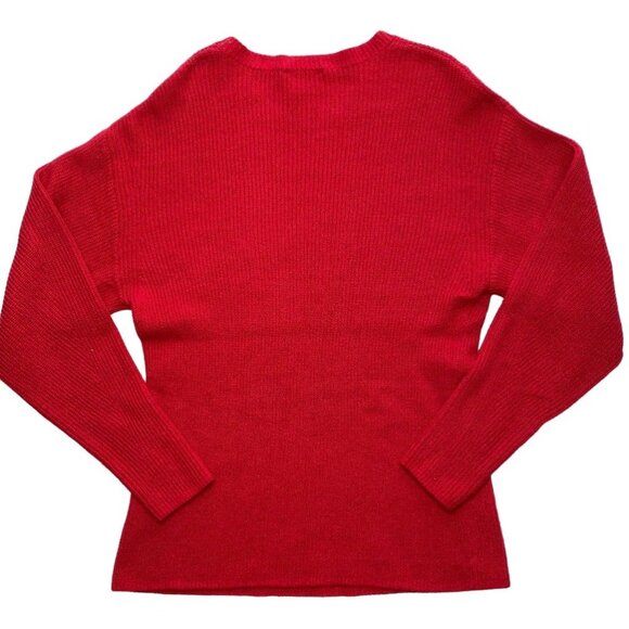 EXPRESS Crewneck Sweater Top Women's‎ MEDIUM Red Relaxed-Fit Long-Sleeve NWOT - Picture 7 of 9